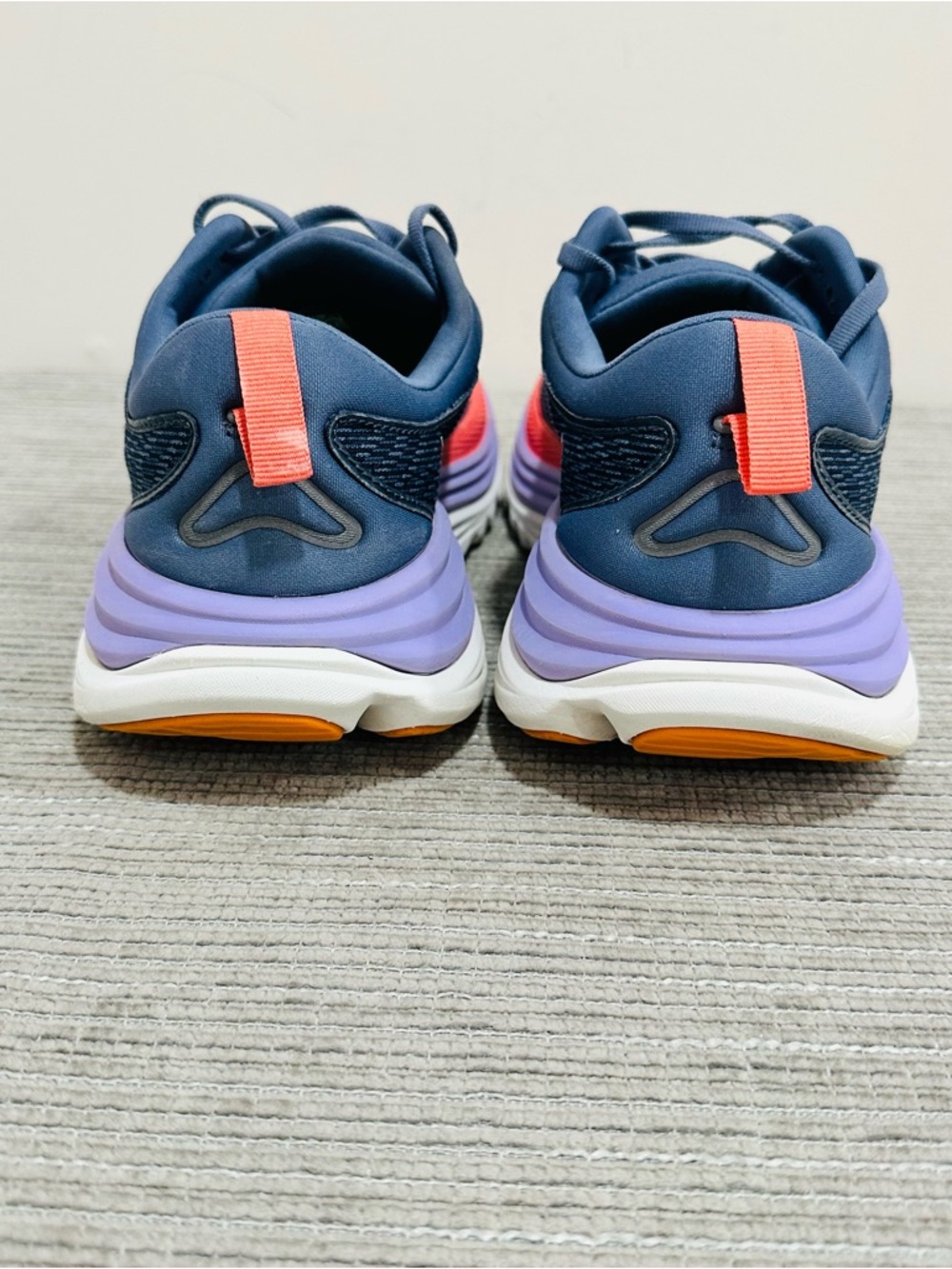 Hoka Women's Navy Sneakers with Purple and Coral Accents - Picture 4 of 9